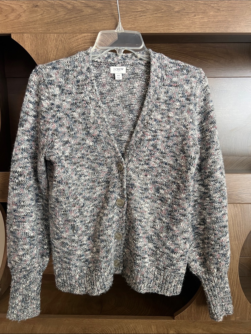 J. Crew Gray Multicolor Marled V-Neck Cardigan